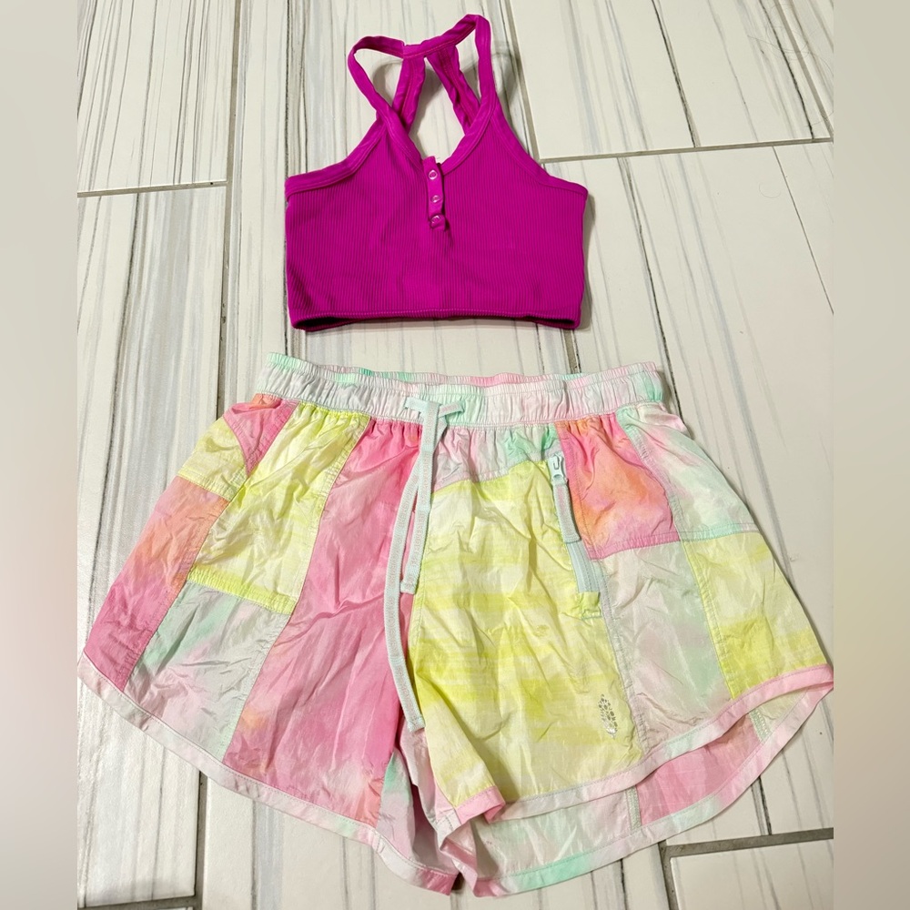 Free People Movement Glow & Gather shorts and keyhole sports bra - XS